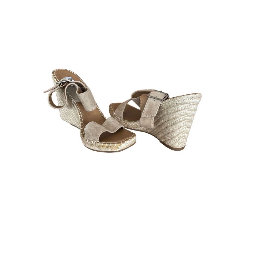 Steve Madden Womens Tan Leather Upper Espadrille Heel Uri Wedge Sandal Size 7.5 - Picture 4 of 7